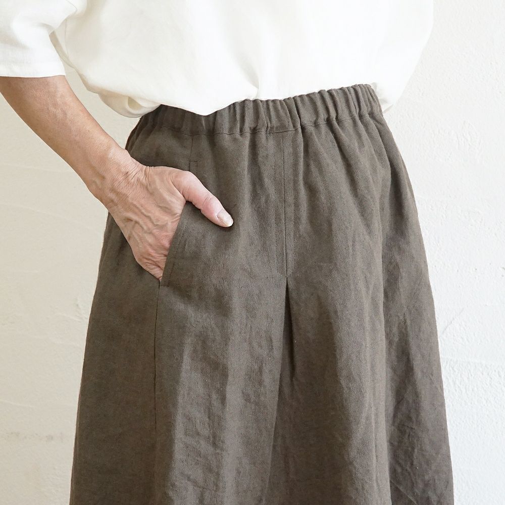 Branch m‘.,ブランチエム,ナチュラル,30代,40代,50代,60代,リネン,ゆったり,麻,skirt,スカート,リネンスカート,タックスカート,