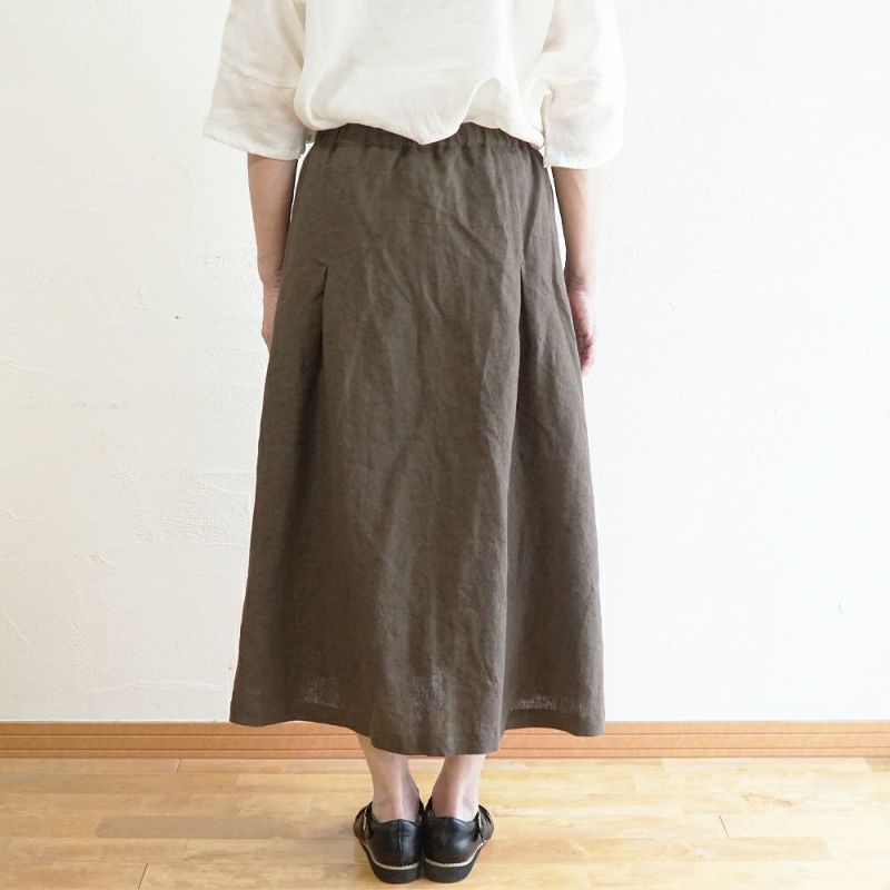 Branch m‘.,ブランチエム,ナチュラル,30代,40代,50代,60代,リネン,ゆったり,麻,skirt,スカート,リネンスカート,タックスカート,