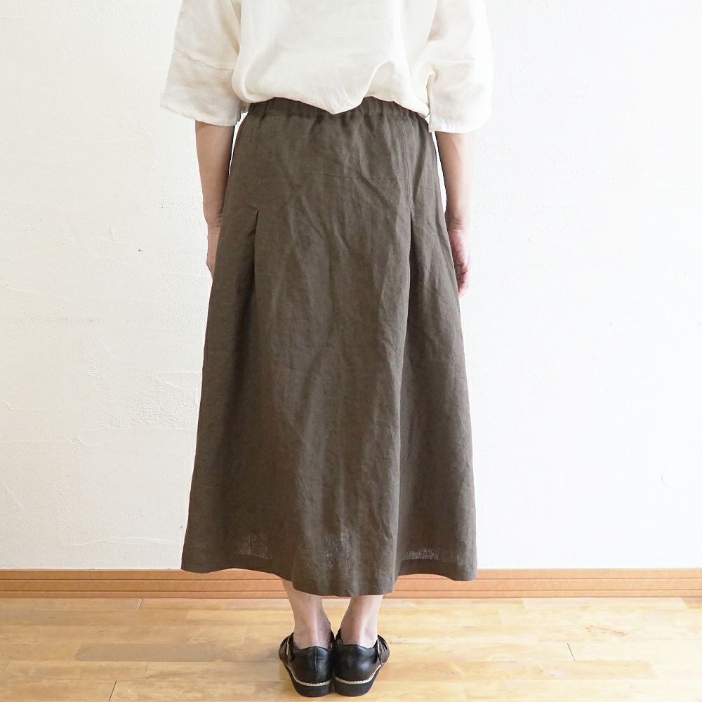 Branch m‘.,ブランチエム,ナチュラル,30代,40代,50代,60代,リネン,ゆったり,麻,skirt,スカート,リネンスカート,タックスカート,