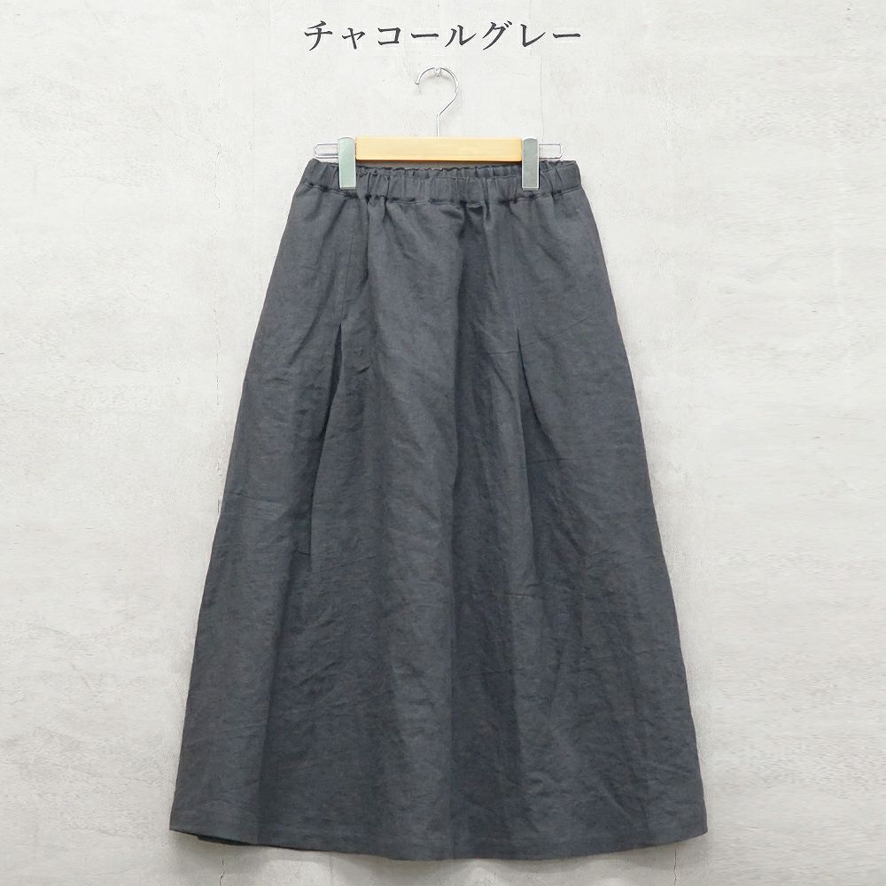 Branch m‘.,ブランチエム,ナチュラル,30代,40代,50代,60代,リネン,ゆったり,麻,skirt,スカート,リネンスカート,タックスカート,