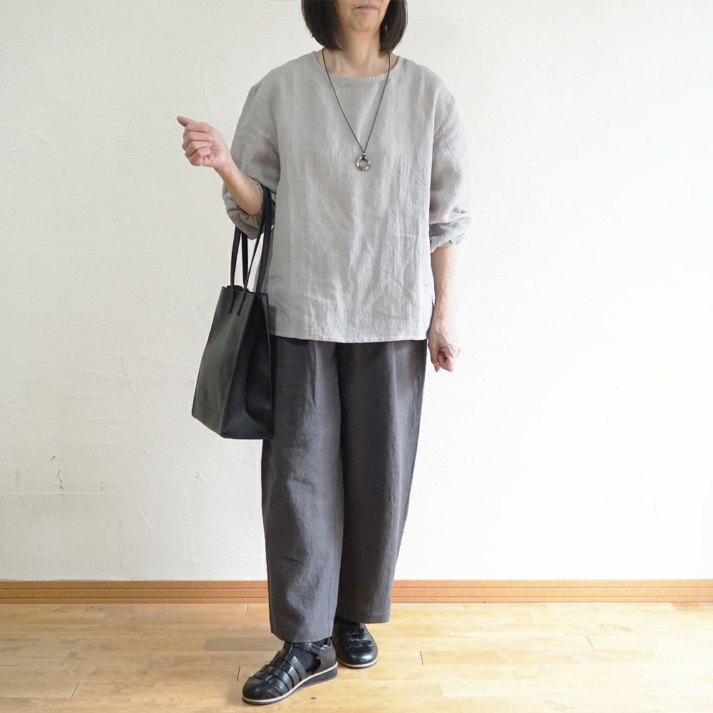 Branch m‘.,ブランチエム,ナチュラル,30代,40代,50代,60代,リネン,ゆったり,ブラウス,リネンブラウス,長袖,プルオーバー,プルオーバーブラウス,袖ゴム