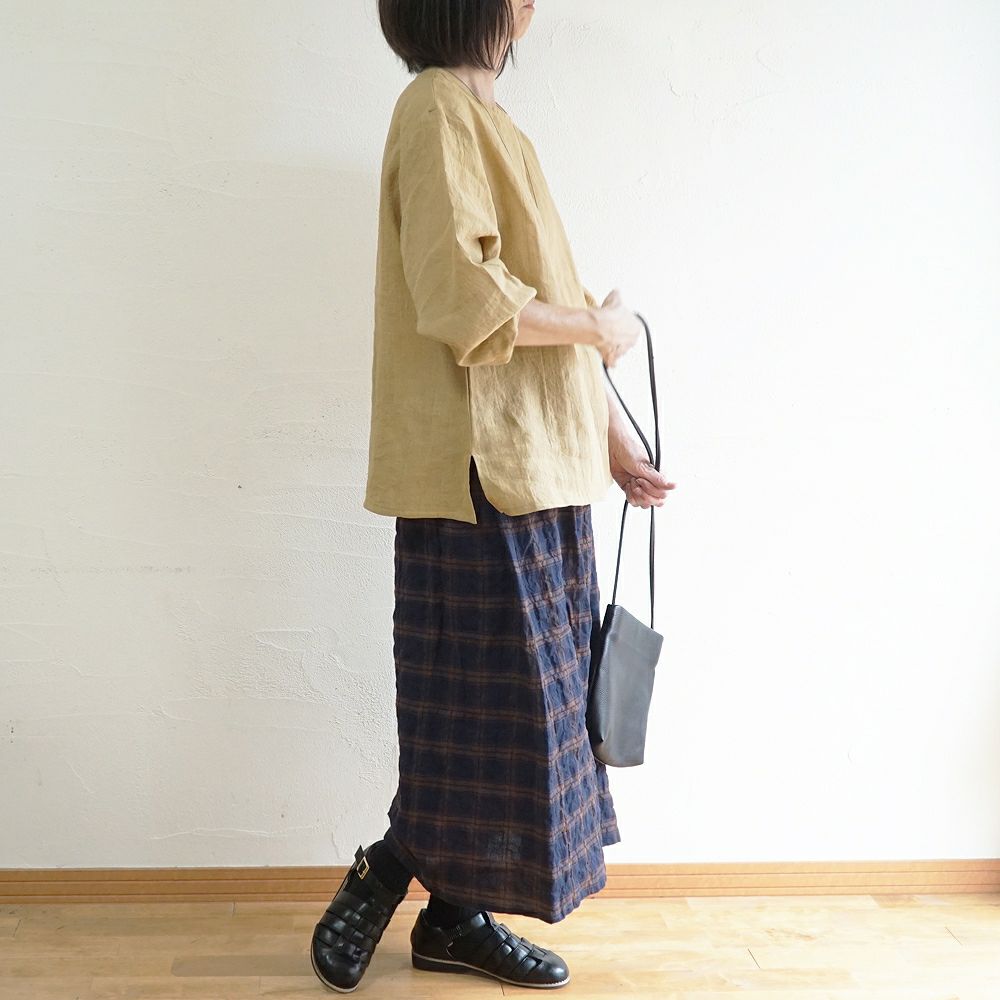 Branch m‘.,ブランチエム,ナチュラル,30代,40代,50代,60代,リネン,ゆったり,ブラウス,リネンブラウス,長袖,プルオーバー,プルオーバーブラウス,袖ゴム