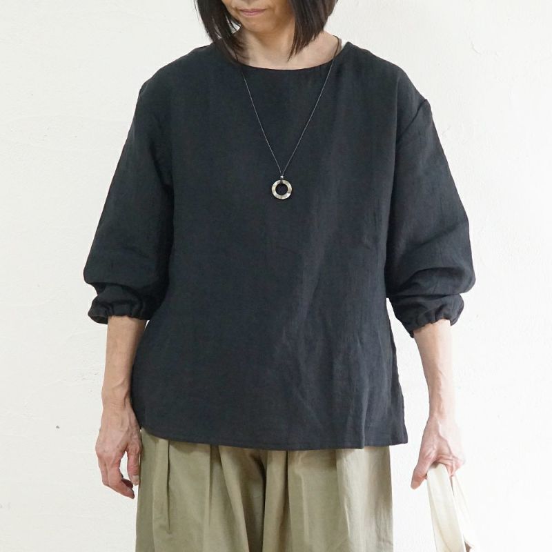 Branch m‘.,ブランチエム,ナチュラル,30代,40代,50代,60代,リネン,ゆったり,ブラウス,リネンブラウス,長袖,プルオーバー,プルオーバーブラウス,袖ゴム
