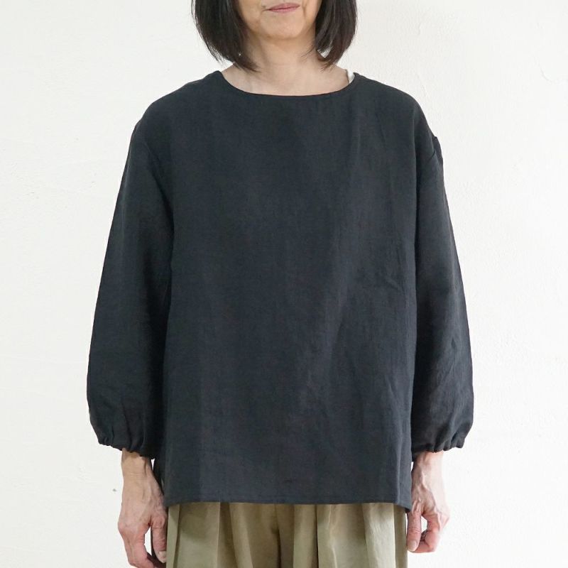 Branch m‘.,ブランチエム,ナチュラル,30代,40代,50代,60代,リネン,ゆったり,ブラウス,リネンブラウス,長袖,プルオーバー,プルオーバーブラウス,袖ゴム