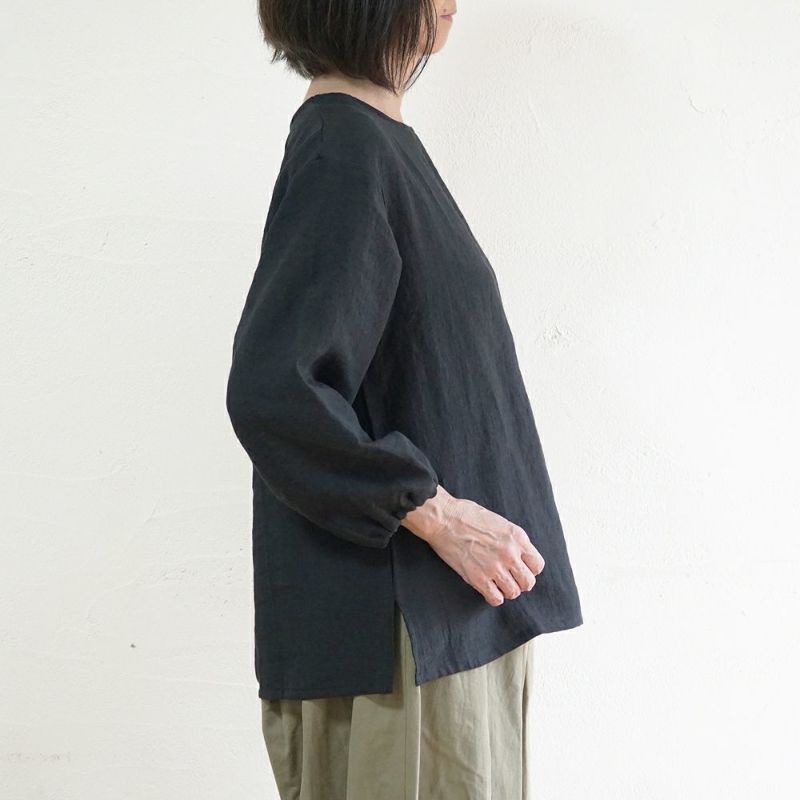 Branch m‘.,ブランチエム,ナチュラル,30代,40代,50代,60代,リネン,ゆったり,ブラウス,リネンブラウス,長袖,プルオーバー,プルオーバーブラウス,袖ゴム