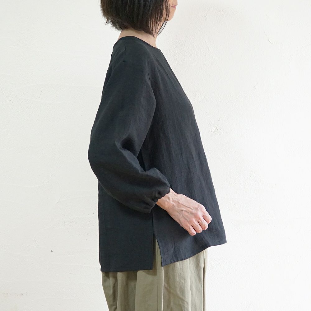 Branch m‘.,ブランチエム,ナチュラル,30代,40代,50代,60代,リネン,ゆったり,ブラウス,リネンブラウス,長袖,プルオーバー,プルオーバーブラウス,袖ゴム