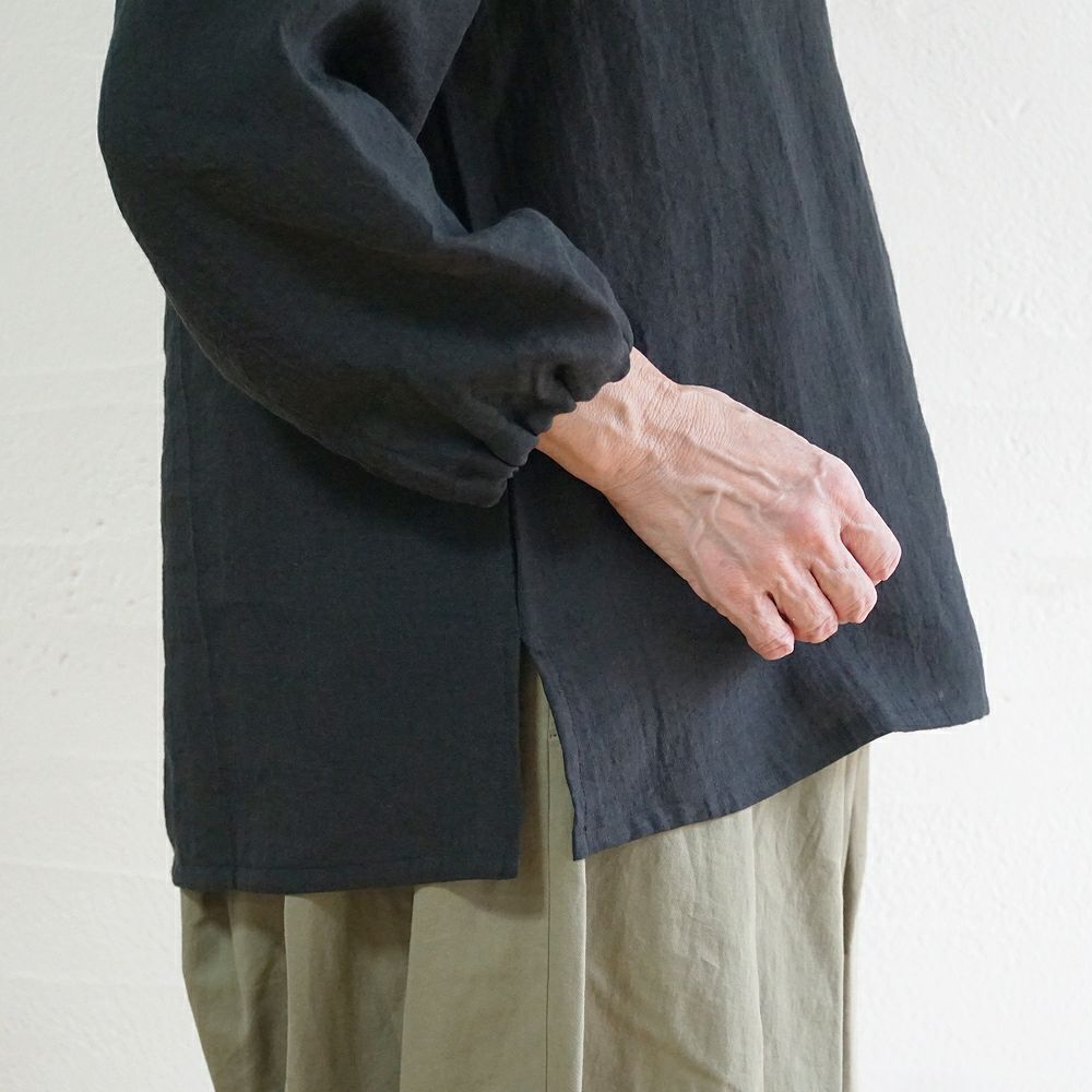 Branch m‘.,ブランチエム,ナチュラル,30代,40代,50代,60代,リネン,ゆったり,ブラウス,リネンブラウス,長袖,プルオーバー,プルオーバーブラウス,袖ゴム