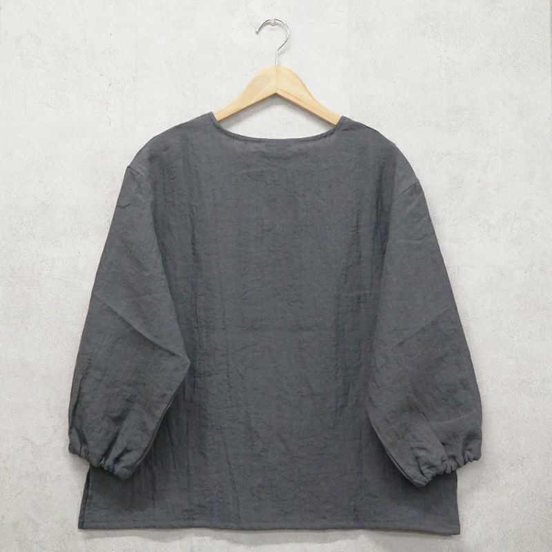 Branch m‘.,ブランチエム,ナチュラル,30代,40代,50代,60代,リネン,ゆったり,ブラウス,リネンブラウス,長袖,プルオーバー,プルオーバーブラウス,袖ゴム