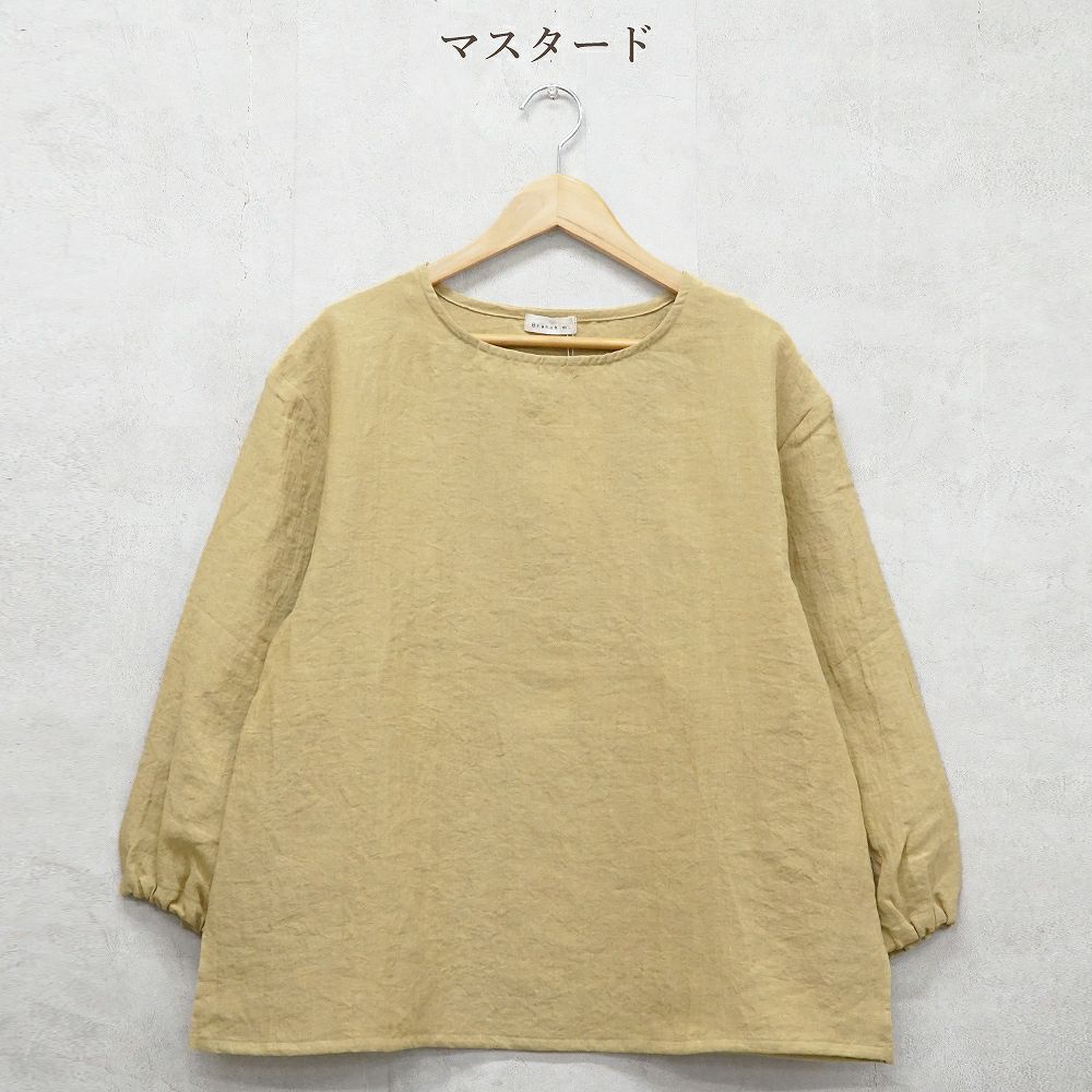 Branch m‘.,ブランチエム,ナチュラル,30代,40代,50代,60代,リネン,ゆったり,ブラウス,リネンブラウス,長袖,プルオーバー,プルオーバーブラウス,袖ゴム