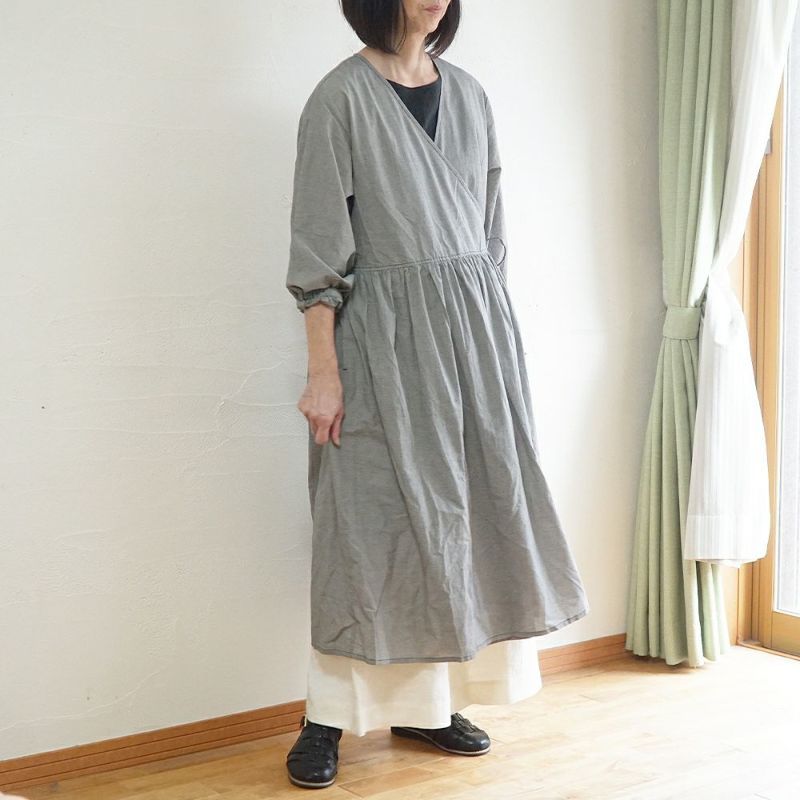 Branch m‘.,ブランチエム,ナチュラル,30代,40代,50代,60代,コットン,綿,ゆったり,ワンピース,カシュクール,羽織