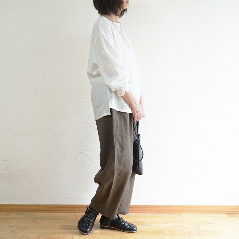 Branch m‘.,ブランチエム,ナチュラル,30代,40代,50代,60代,リネン,コットンリネン,綿麻,ゆったり,ブラウス,長袖,プルオーバー,プルオーバーブラウス,袖ゴム,桐七炊き,