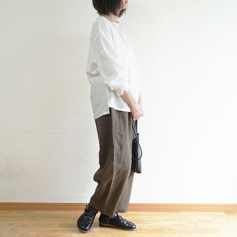 Branch m‘.,ブランチエム,ナチュラル,30代,40代,50代,60代,リネン,コットンリネン,綿麻,ゆったり,ブラウス,長袖,プルオーバー,プルオーバーブラウス,袖ゴム,桐七炊き,