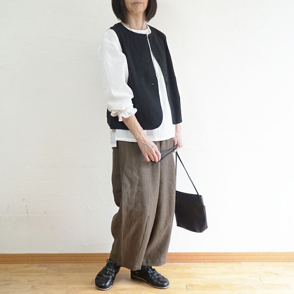 Branch m‘.,ブランチエム,ナチュラル,30代,40代,50代,60代,リネン,コットンリネン,綿麻,ゆったり,ブラウス,長袖,プルオーバー,プルオーバーブラウス,袖ゴム,桐七炊き,