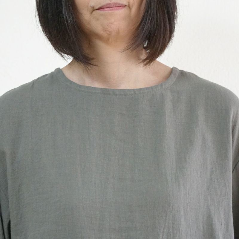 Branch m‘.,ブランチエム,ナチュラル,30代,40代,50代,60代,リネン,コットンリネン,綿麻,ゆったり,ブラウス,長袖,プルオーバー,プルオーバーブラウス,袖ゴム,桐七炊き,