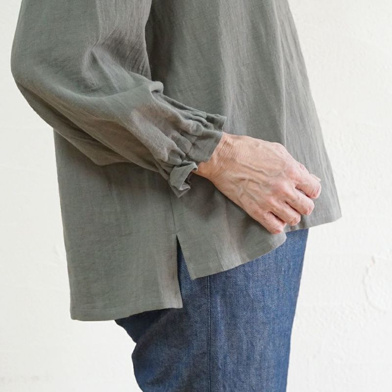Branch m‘.,ブランチエム,ナチュラル,30代,40代,50代,60代,リネン,コットンリネン,綿麻,ゆったり,ブラウス,長袖,プルオーバー,プルオーバーブラウス,袖ゴム,桐七炊き,