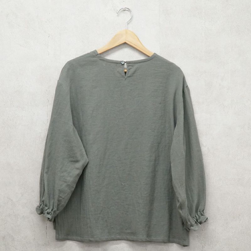 Branch m‘.,ブランチエム,ナチュラル,30代,40代,50代,60代,リネン,コットンリネン,綿麻,ゆったり,ブラウス,長袖,プルオーバー,プルオーバーブラウス,袖ゴム,桐七炊き,