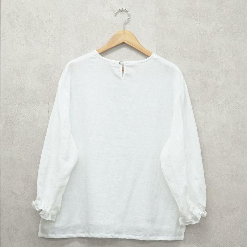 Branch m‘.,ブランチエム,ナチュラル,30代,40代,50代,60代,リネン,コットンリネン,綿麻,ゆったり,ブラウス,長袖,プルオーバー,プルオーバーブラウス,袖ゴム,桐七炊き,