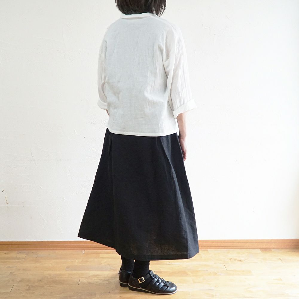 Branch m‘.,ブランチエム,ナチュラル,30代,40代,50代,60代,リネン,コットンリネン,綿麻,ゆったり,ブラウス,長袖,チビ衿,シャツ,チビ衿シャツ,チビ衿ブラウス,