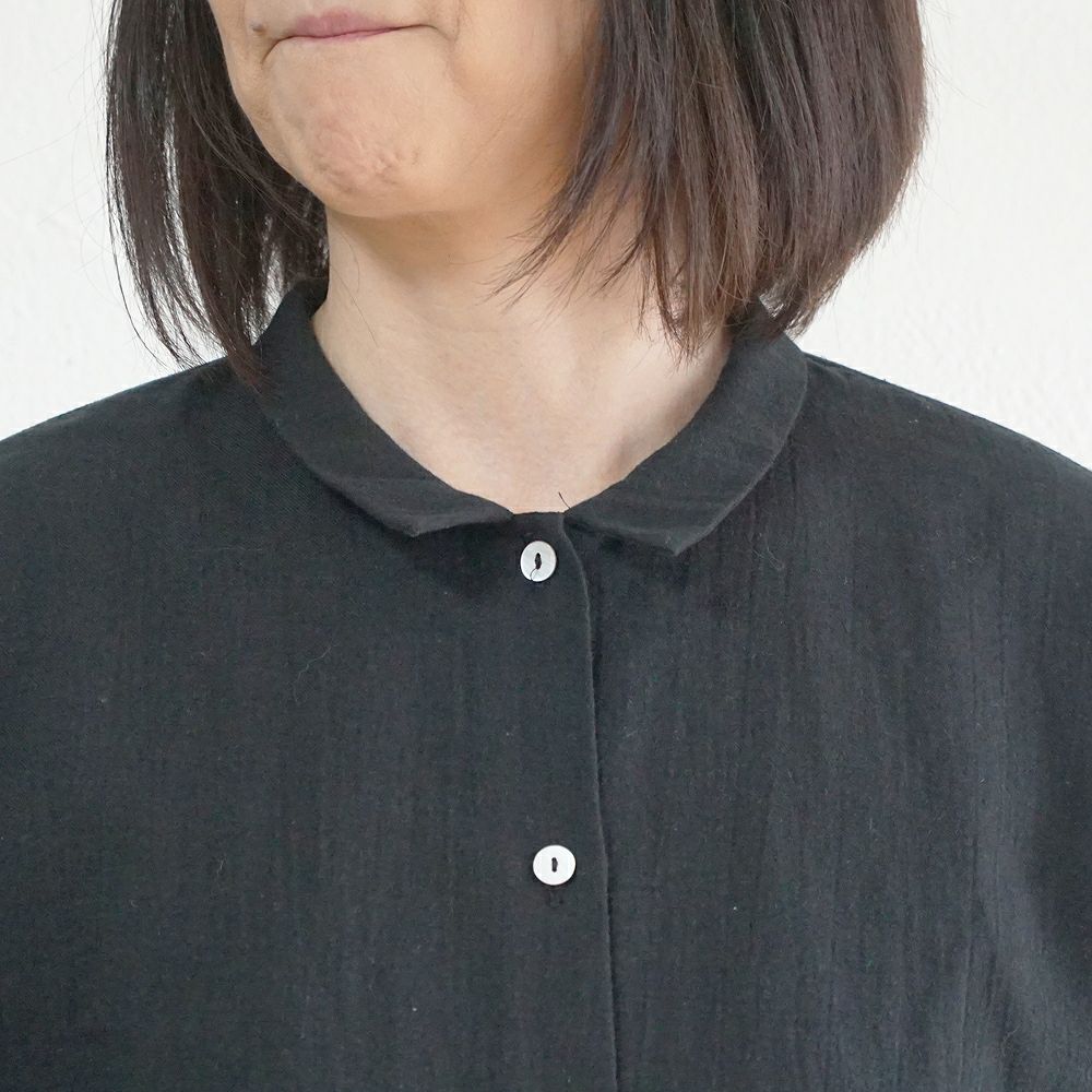 Branch m‘.,ブランチエム,ナチュラル,30代,40代,50代,60代,リネン,コットンリネン,綿麻,ゆったり,ブラウス,長袖,チビ衿,シャツ,チビ衿シャツ,チビ衿ブラウス,