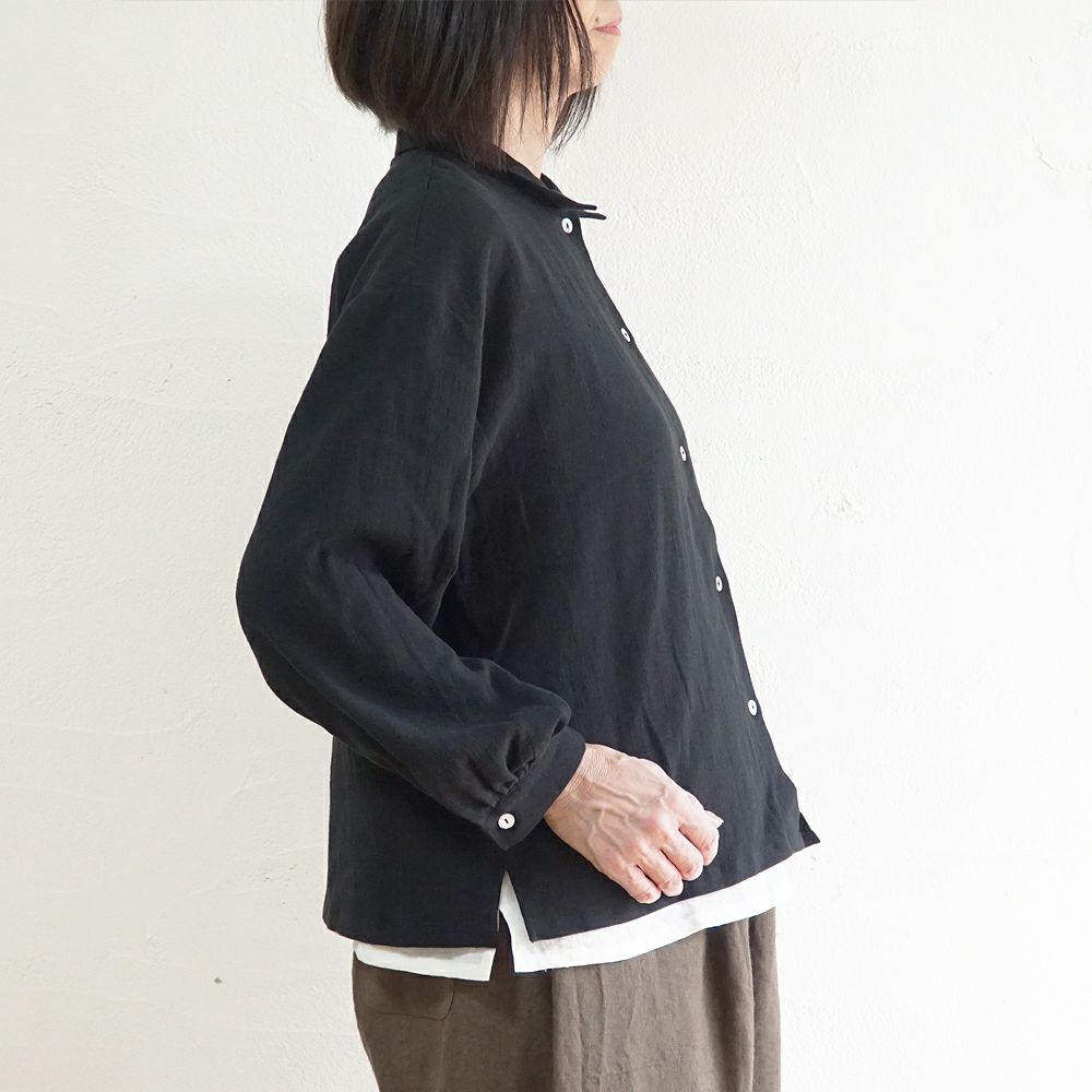 Branch m‘.,ブランチエム,ナチュラル,30代,40代,50代,60代,リネン,コットンリネン,綿麻,ゆったり,ブラウス,長袖,チビ衿,シャツ,チビ衿シャツ,チビ衿ブラウス,