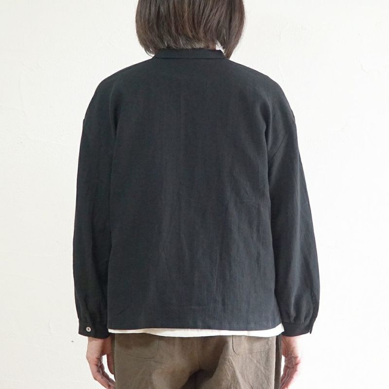 Branch m‘.,ブランチエム,ナチュラル,30代,40代,50代,60代,リネン,コットンリネン,綿麻,ゆったり,ブラウス,長袖,チビ衿,シャツ,チビ衿シャツ,チビ衿ブラウス,