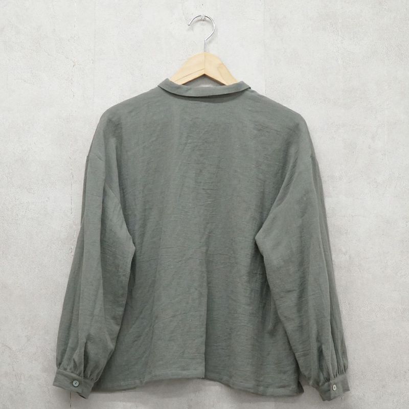 Branch m‘.,ブランチエム,ナチュラル,30代,40代,50代,60代,リネン,コットンリネン,綿麻,ゆったり,ブラウス,長袖,チビ衿,シャツ,チビ衿シャツ,チビ衿ブラウス,