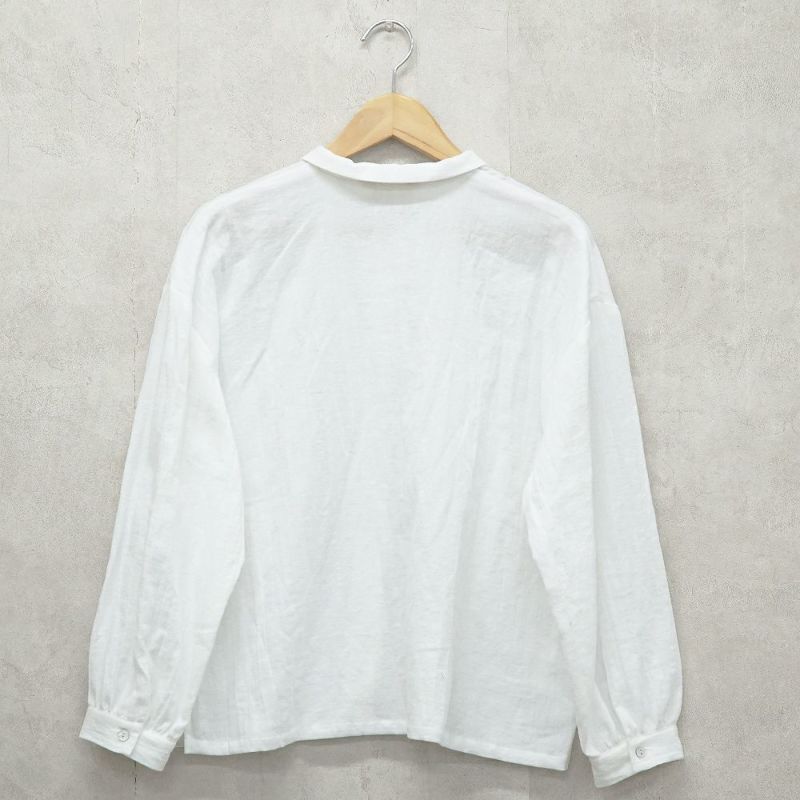 Branch m‘.,ブランチエム,ナチュラル,30代,40代,50代,60代,リネン,コットンリネン,綿麻,ゆったり,ブラウス,長袖,チビ衿,シャツ,チビ衿シャツ,チビ衿ブラウス,