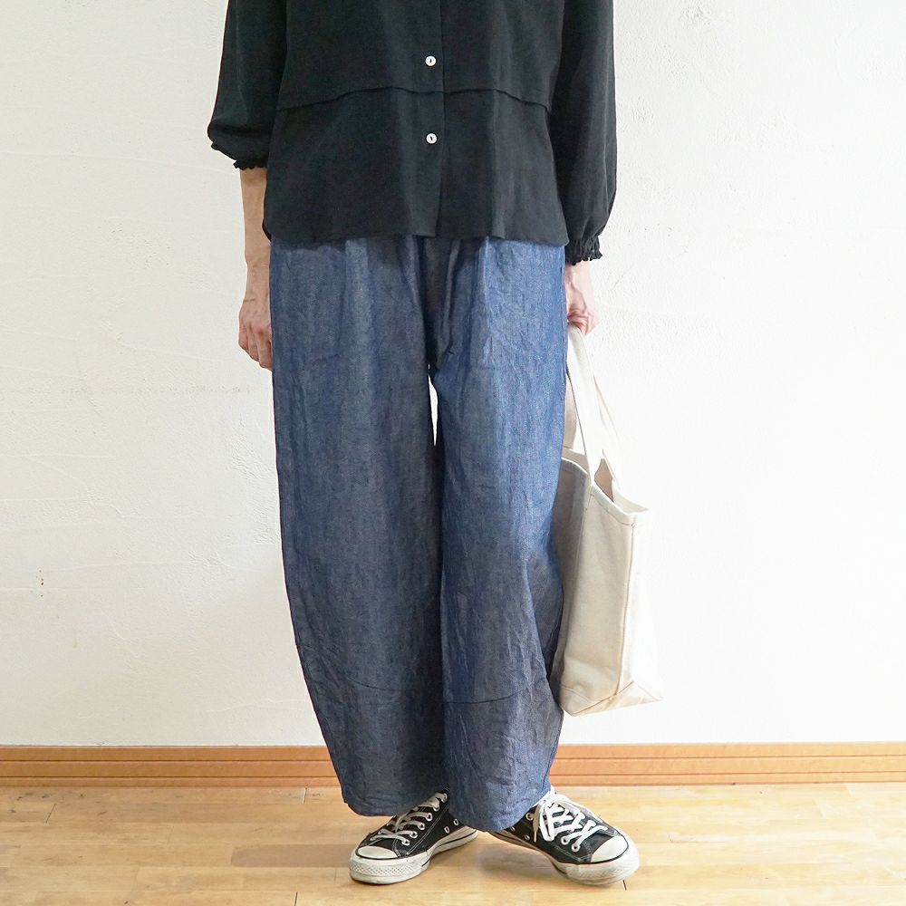 Branch m‘.,ブランチエム,ナチュラル,30代,40代,50代,60代,コットン,綿,ゆったり,パンツ,デニム,デニムパンツ,コクーンパンツ,デニムコクーンパンツ,バルーンパンツ,ワイドパンツ