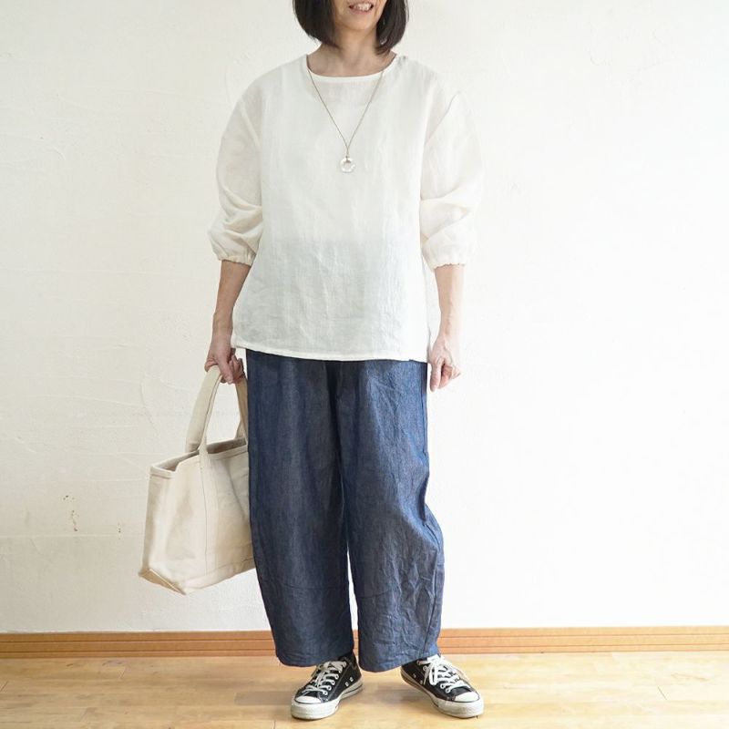 Branch m‘.,ブランチエム,ナチュラル,30代,40代,50代,60代,コットン,綿,ゆったり,パンツ,デニム,デニムパンツ,コクーンパンツ,デニムコクーンパンツ,バルーンパンツ,ワイドパンツ