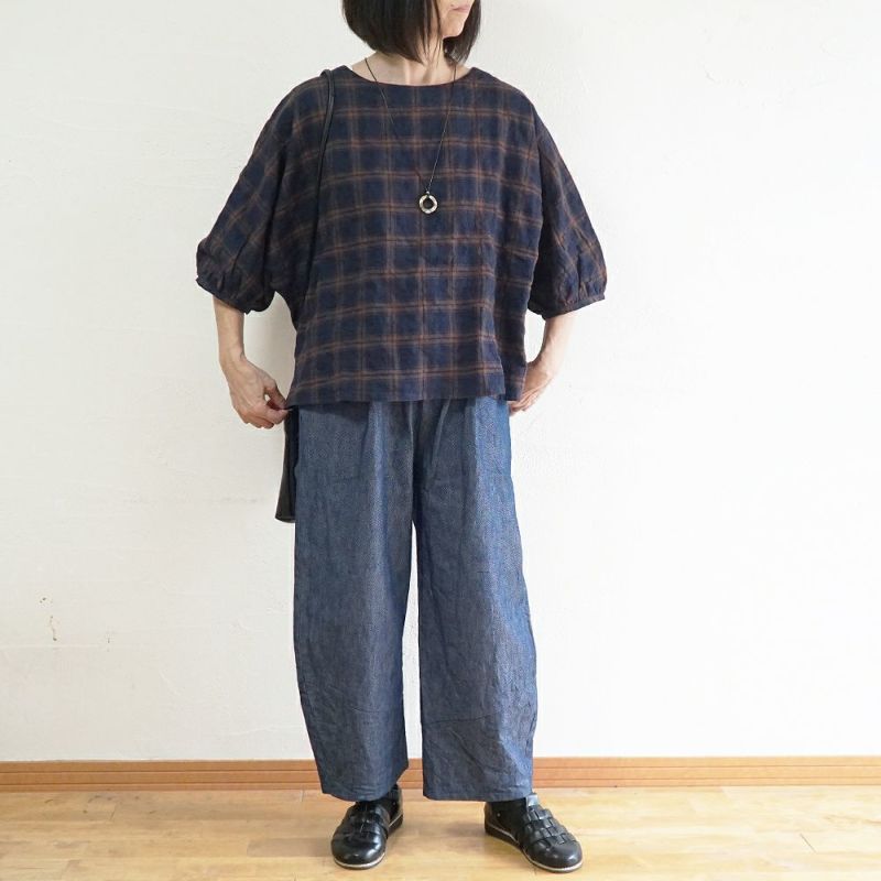 Branch m‘.,ブランチエム,ナチュラル,30代,40代,50代,60代,コットン,綿,ゆったり,パンツ,デニム,デニムパンツ,コクーンパンツ,デニムコクーンパンツ,バルーンパンツ,ワイドパンツ