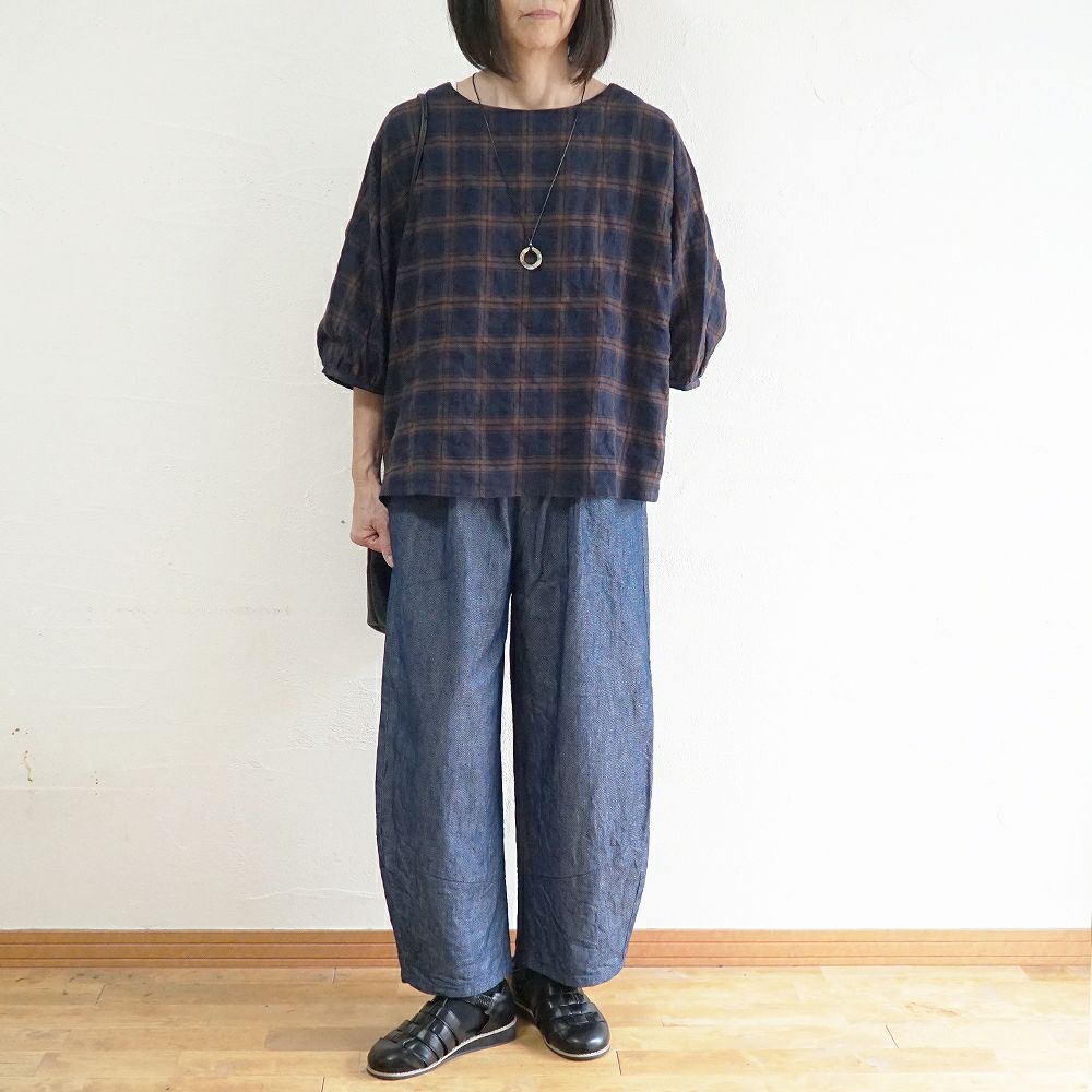 Branch m‘.,ブランチエム,ナチュラル,30代,40代,50代,60代,コットン,綿,ゆったり,パンツ,デニム,デニムパンツ,コクーンパンツ,デニムコクーンパンツ,バルーンパンツ,ワイドパンツ