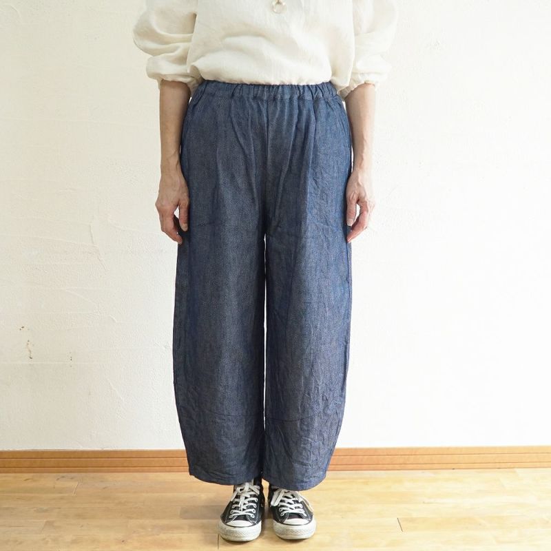 Branch m‘.,ブランチエム,ナチュラル,30代,40代,50代,60代,コットン,綿,ゆったり,パンツ,デニム,デニムパンツ,コクーンパンツ,デニムコクーンパンツ,バルーンパンツ,ワイドパンツ