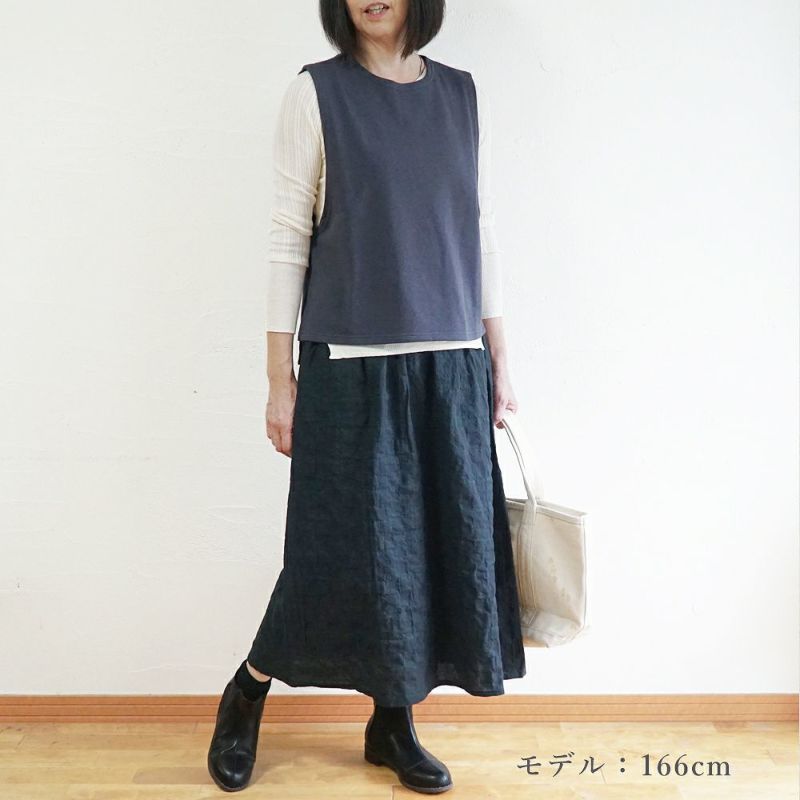 Branch m‘.,ブランチエム,ナチュラル,30代,40代,50代,60代,コットン,ゆったり,綿,裏毛,裏毛ベスト,ベスト,レイヤード,重ね着,体温調節,