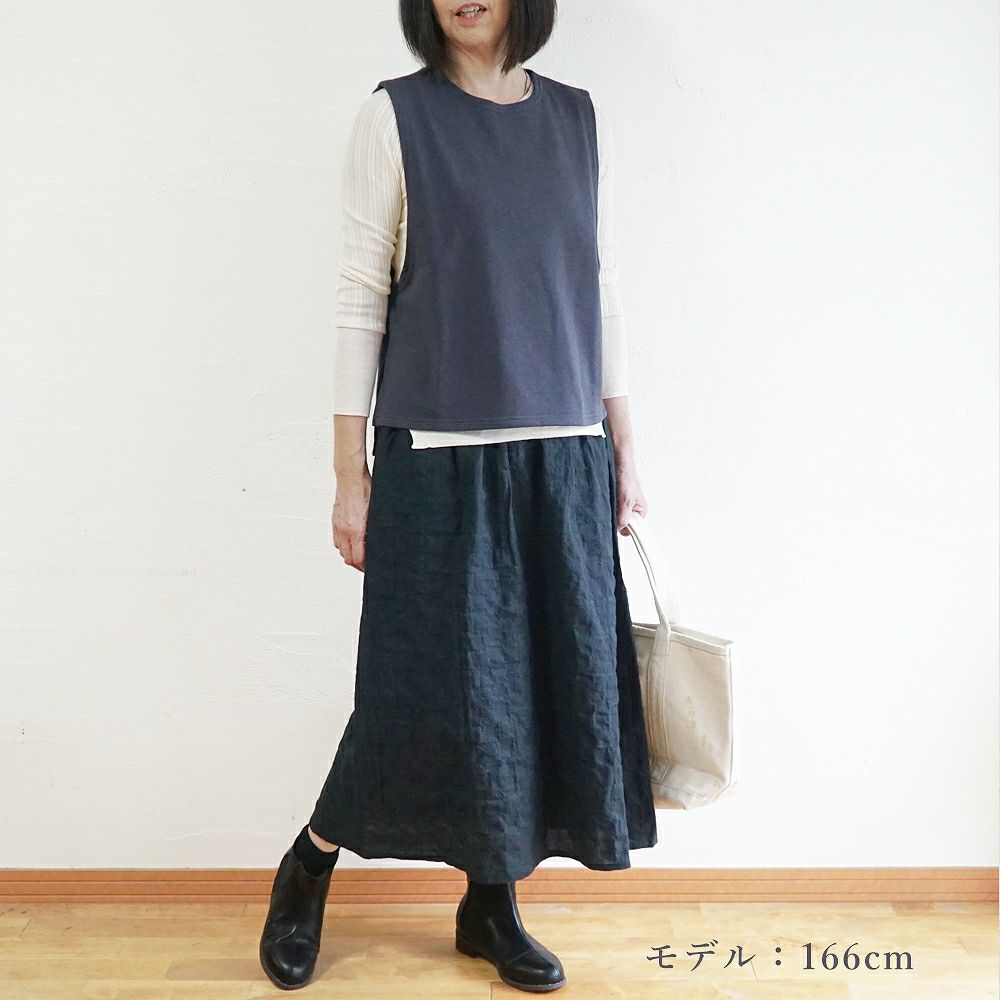 Branch m‘.,ブランチエム,ナチュラル,30代,40代,50代,60代,コットン,ゆったり,綿,裏毛,裏毛ベスト,ベスト,レイヤード,重ね着,体温調節,