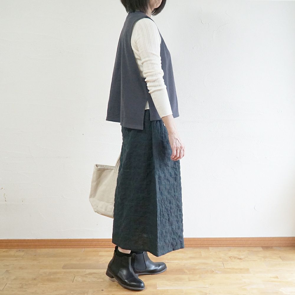 Branch m‘.,ブランチエム,ナチュラル,30代,40代,50代,60代,コットン,ゆったり,綿,裏毛,裏毛ベスト,ベスト,レイヤード,重ね着,体温調節,