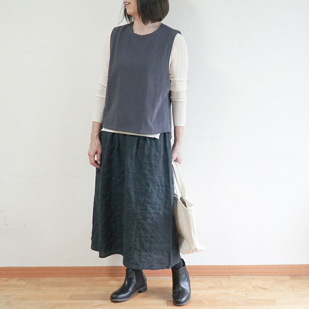 Branch m‘.,ブランチエム,ナチュラル,30代,40代,50代,60代,コットン,ゆったり,綿,裏毛,裏毛ベスト,ベスト,レイヤード,重ね着,体温調節,