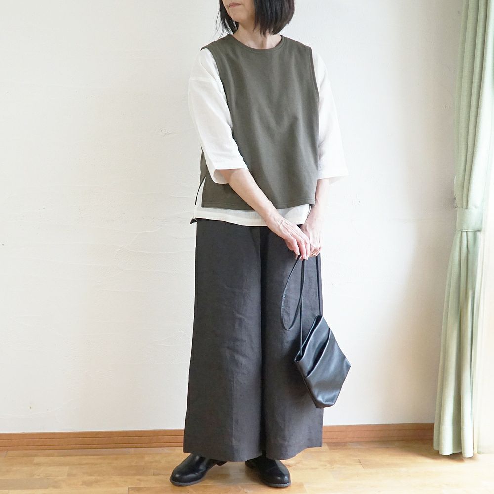 Branch m‘.,ブランチエム,ナチュラル,30代,40代,50代,60代,コットン,ゆったり,綿,裏毛,裏毛ベスト,ベスト,レイヤード,重ね着,体温調節,