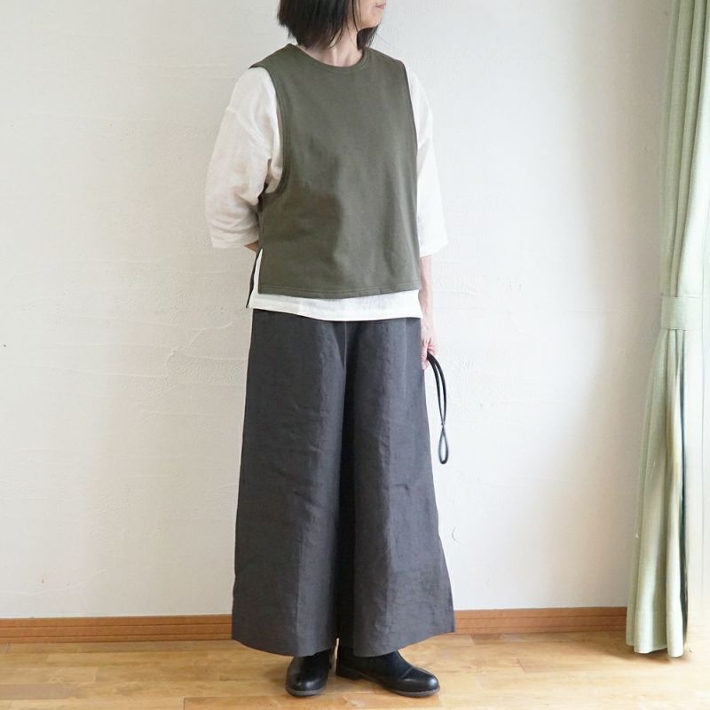 Branch m‘.,ブランチエム,ナチュラル,30代,40代,50代,60代,コットン,ゆったり,綿,裏毛,裏毛ベスト,ベスト,レイヤード,重ね着,体温調節,