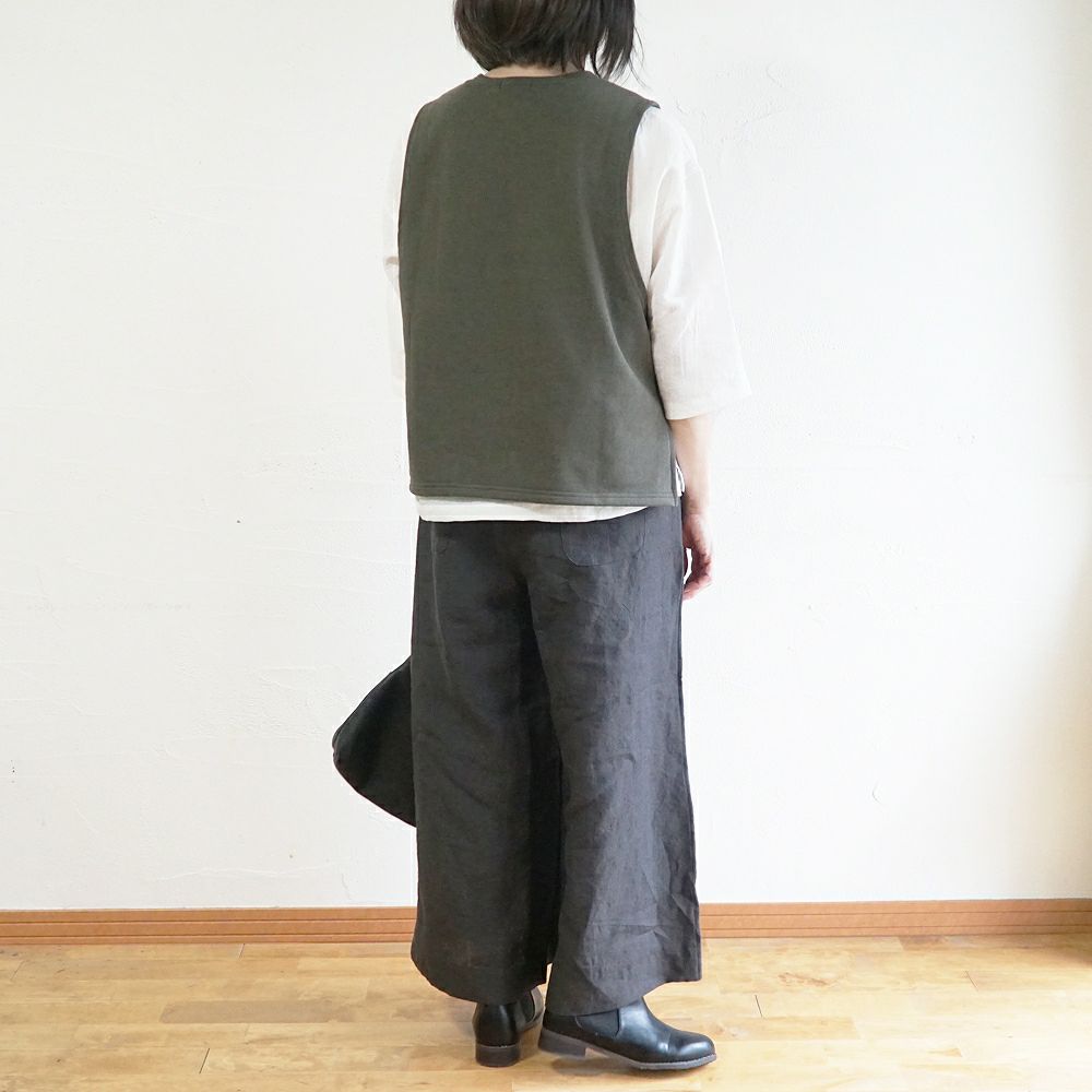 Branch m‘.,ブランチエム,ナチュラル,30代,40代,50代,60代,コットン,ゆったり,綿,裏毛,裏毛ベスト,ベスト,レイヤード,重ね着,体温調節,