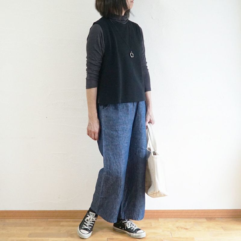 Branch m‘.,ブランチエム,ナチュラル,30代,40代,50代,60代,コットン,ゆったり,綿,裏毛,裏毛ベスト,ベスト,レイヤード,重ね着,体温調節,
