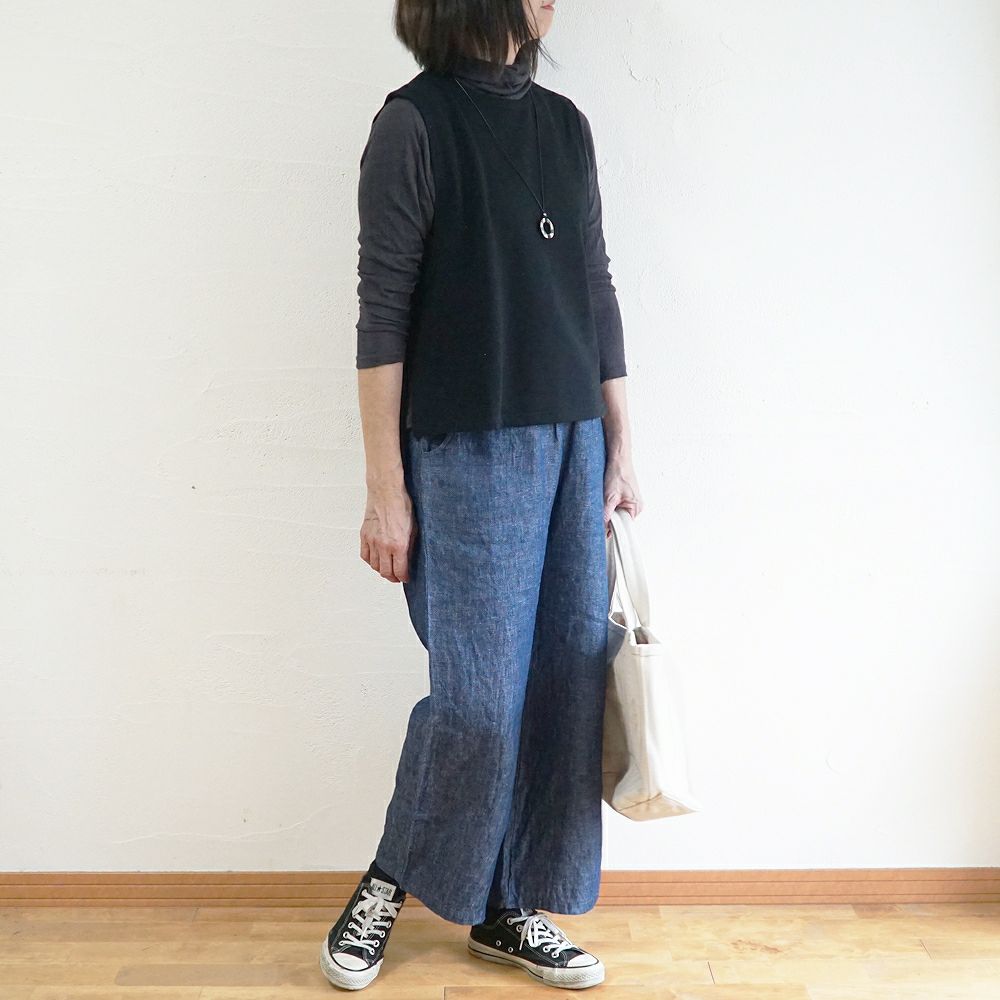 Branch m‘.,ブランチエム,ナチュラル,30代,40代,50代,60代,コットン,ゆったり,綿,裏毛,裏毛ベスト,ベスト,レイヤード,重ね着,体温調節,