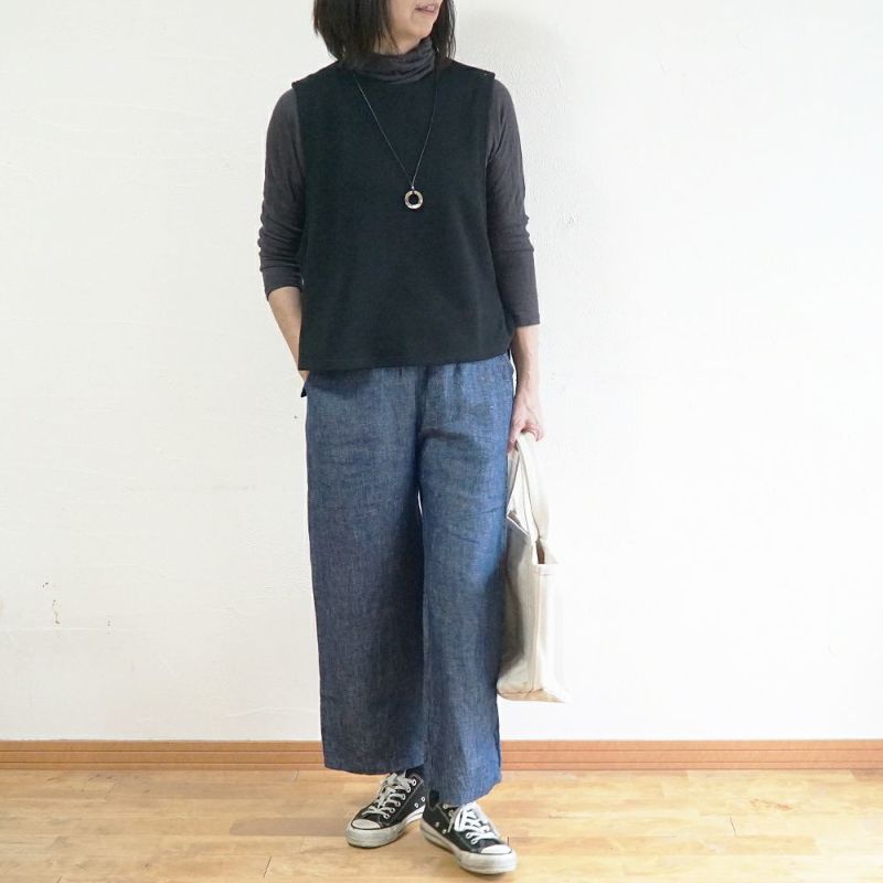 Branch m‘.,ブランチエム,ナチュラル,30代,40代,50代,60代,コットン,ゆったり,綿,裏毛,裏毛ベスト,ベスト,レイヤード,重ね着,体温調節,