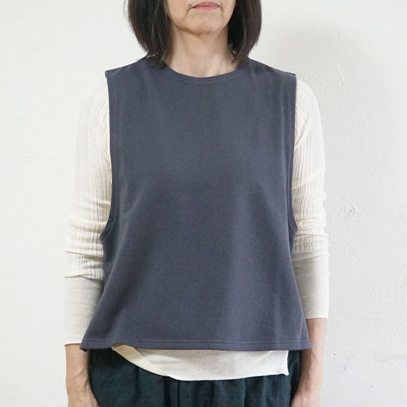 Branch m‘.,ブランチエム,ナチュラル,30代,40代,50代,60代,コットン,ゆったり,綿,裏毛,裏毛ベスト,ベスト,レイヤード,重ね着,体温調節,