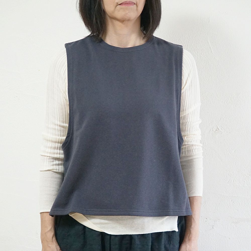 Branch m‘.,ブランチエム,ナチュラル,30代,40代,50代,60代,コットン,ゆったり,綿,裏毛,裏毛ベスト,ベスト,レイヤード,重ね着,体温調節,