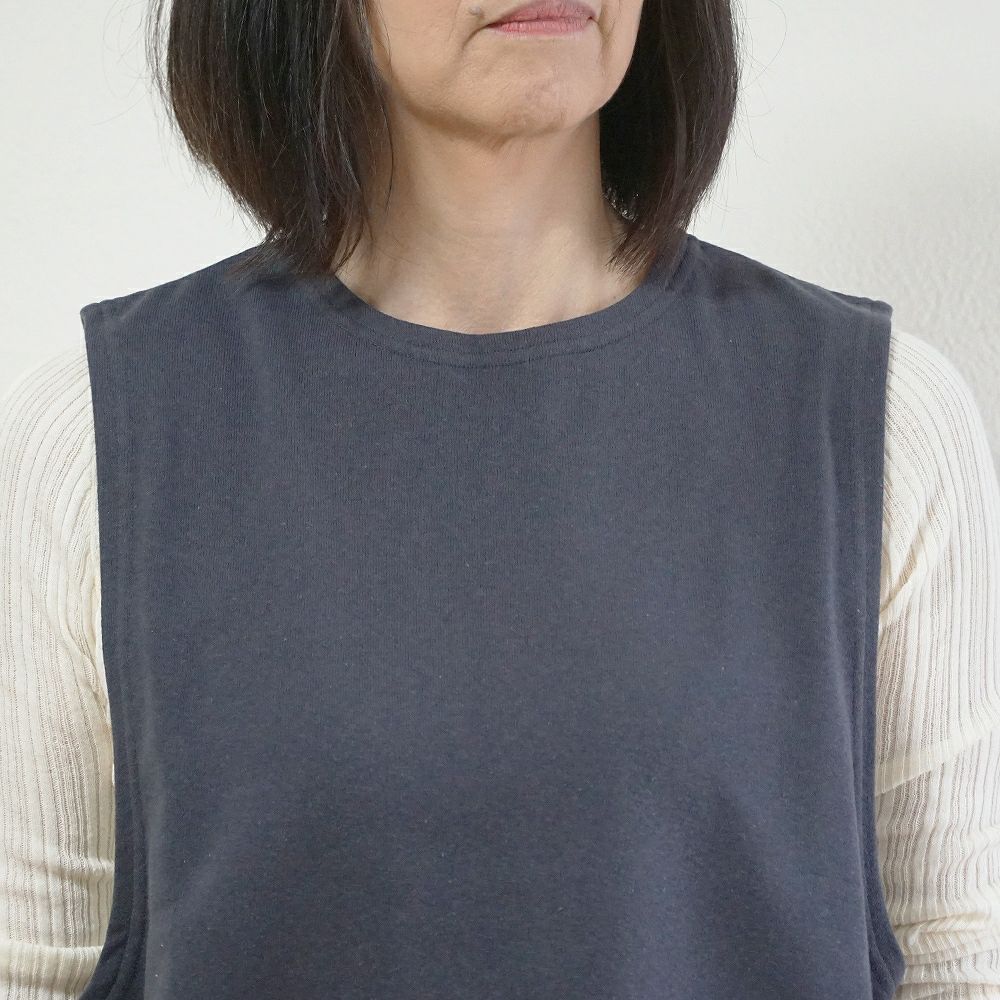 Branch m‘.,ブランチエム,ナチュラル,30代,40代,50代,60代,コットン,ゆったり,綿,裏毛,裏毛ベスト,ベスト,レイヤード,重ね着,体温調節,