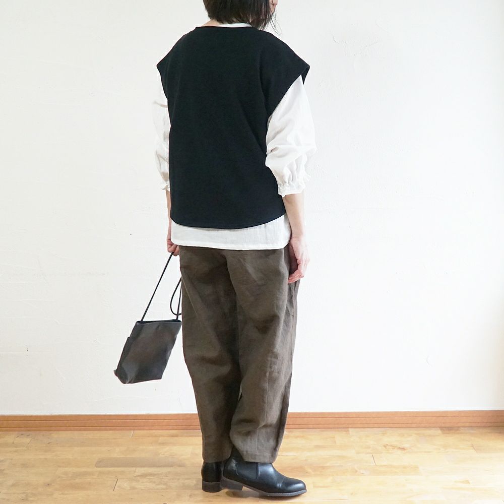 Branch m‘.,ブランチエム,ナチュラル,30代,40代,50代,60代,コットン,ゆったり,綿,裏毛,裏毛ベスト,ベスト,レイヤード,重ね着,体温調節,