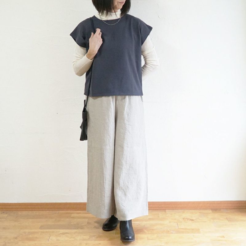 Branch m‘.,ブランチエム,ナチュラル,30代,40代,50代,60代,コットン,ゆったり,綿,裏毛,裏毛ベスト,ベスト,レイヤード,重ね着,体温調節,