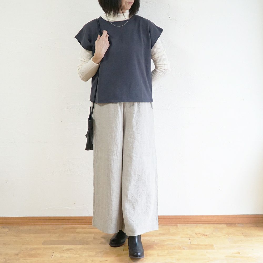 Branch m‘.,ブランチエム,ナチュラル,30代,40代,50代,60代,コットン,ゆったり,綿,裏毛,裏毛ベスト,ベスト,レイヤード,重ね着,体温調節,