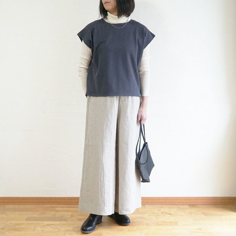 Branch m‘.,ブランチエム,ナチュラル,30代,40代,50代,60代,コットン,ゆったり,綿,裏毛,裏毛ベスト,ベスト,レイヤード,重ね着,体温調節,