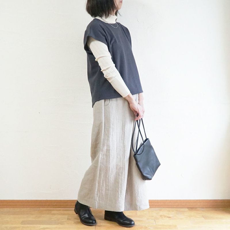 Branch m‘.,ブランチエム,ナチュラル,30代,40代,50代,60代,コットン,ゆったり,綿,裏毛,裏毛ベスト,ベスト,レイヤード,重ね着,体温調節,